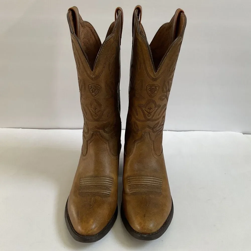 ARIAT Heritage R Toe Western Boots Sz 7.5B Copper Brown 10035999 Cowgirl - Picture 6 of 12